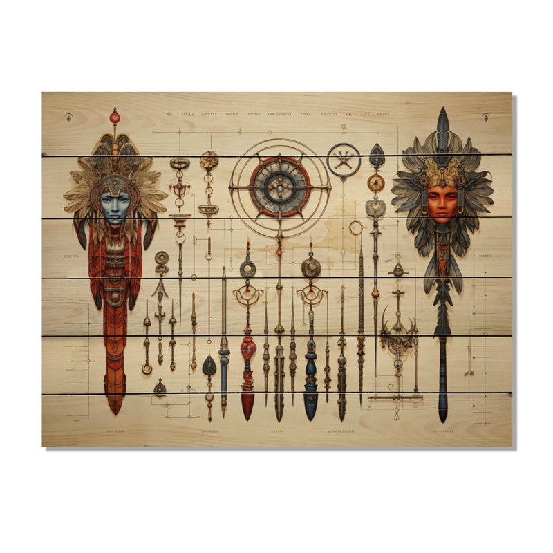 Symboles sacrés d'Afrique I sur bois, H 30 po x l 40 po x P 0,78 po