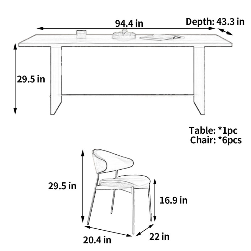 Retro high-end dining table and chairs