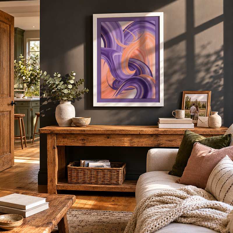 Flowing Curves Abstract - Print, A2 - 59.4 x 42.0 cm, White