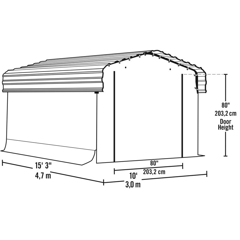 Enclosure Kit for Arrow Carport 10ft x 15ft Grey