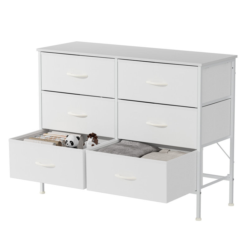 Commode à 6 tiroirs en métal, Blanc