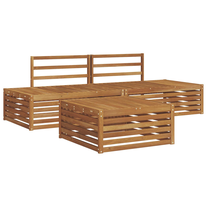  Outdoor Sofa Set 3 Piece Natural Solid Acacia Wood