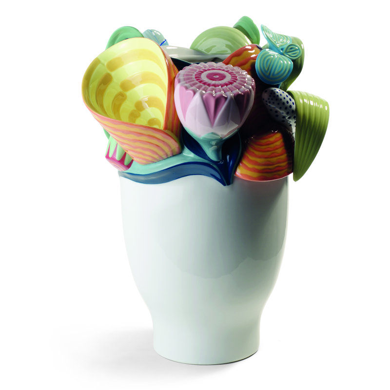 Naturofantastic White/Orange/Green 11.02" Porcelain Table Vase