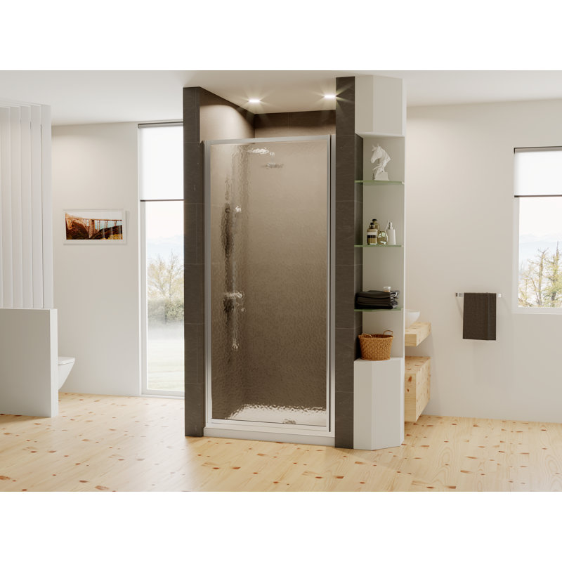Legend Series - W x 68'' H Door Framed Shower Door with No, Brite Silver (Chrome), Standard Obscure / Aquatex