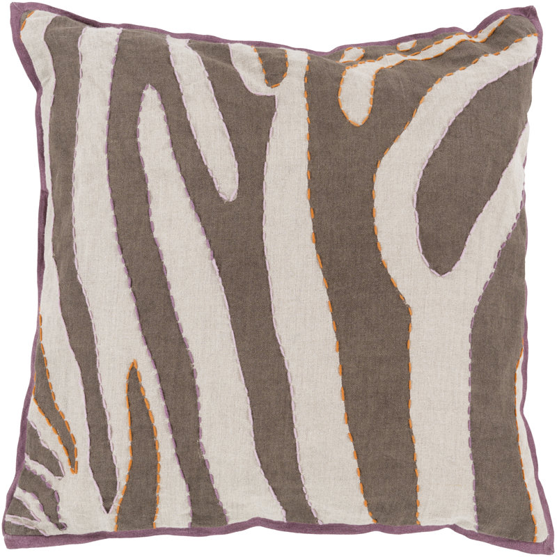 Coussin décoratif, Ivoire / taupe, H 22 po x l 22 po x P 4 po, Duvet