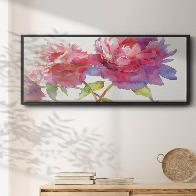 Prise pivoines II - toile encadrée, H 24 po x l 60 po