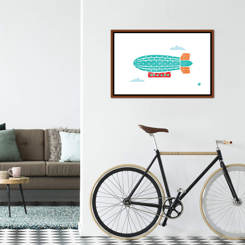 Zeppelin - imprimé, Pas de tapis, H 26 po x l 40 po x 1,5 po, Toile avec cadre brun