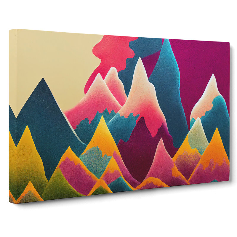 Wondrous Painted Mountains Abstract - Wrapped Canvas Print, 35cm H x 50cm W