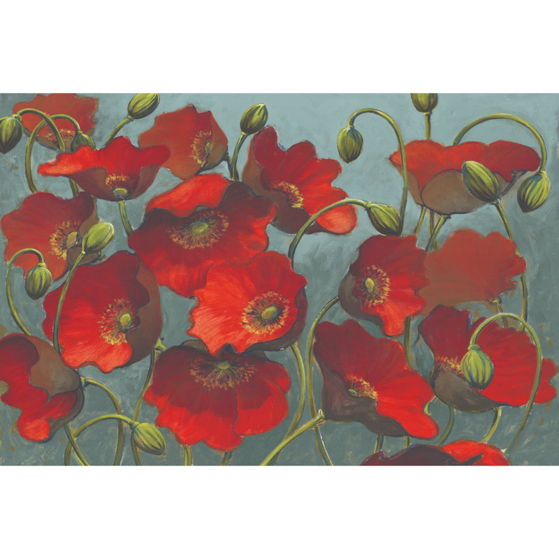 New Red Poppies 1 Piece Wrapped Canvas Wall Art, 20cm H x 30cm W