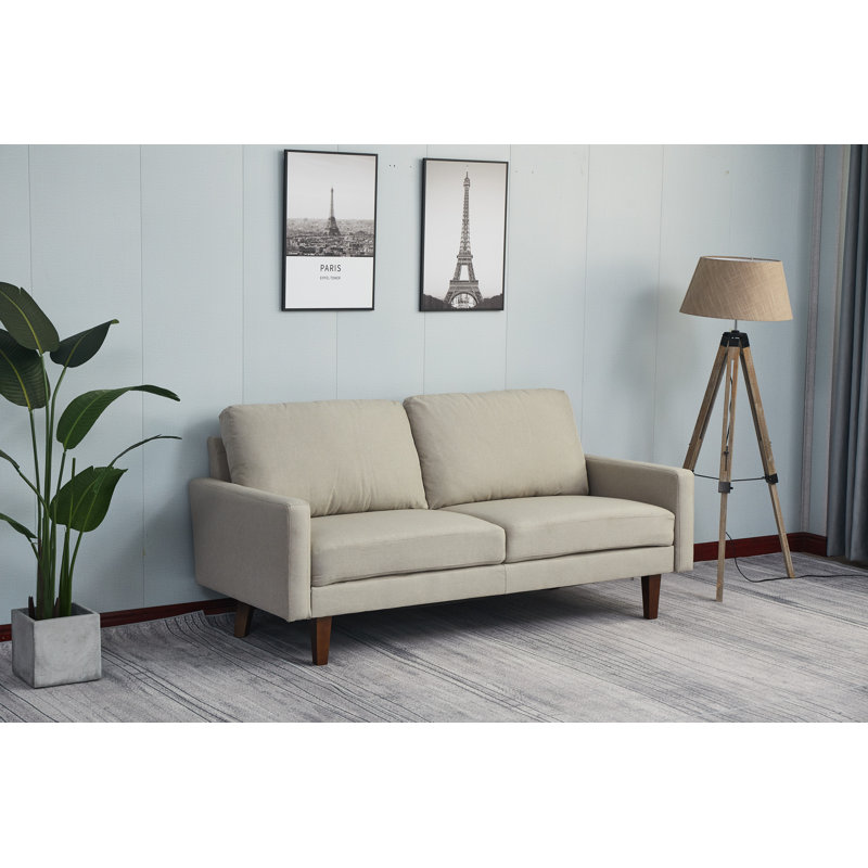 Seaddon Square Arm Sofa, Beige Linen Blend, 35" H x 58" W x 32" D