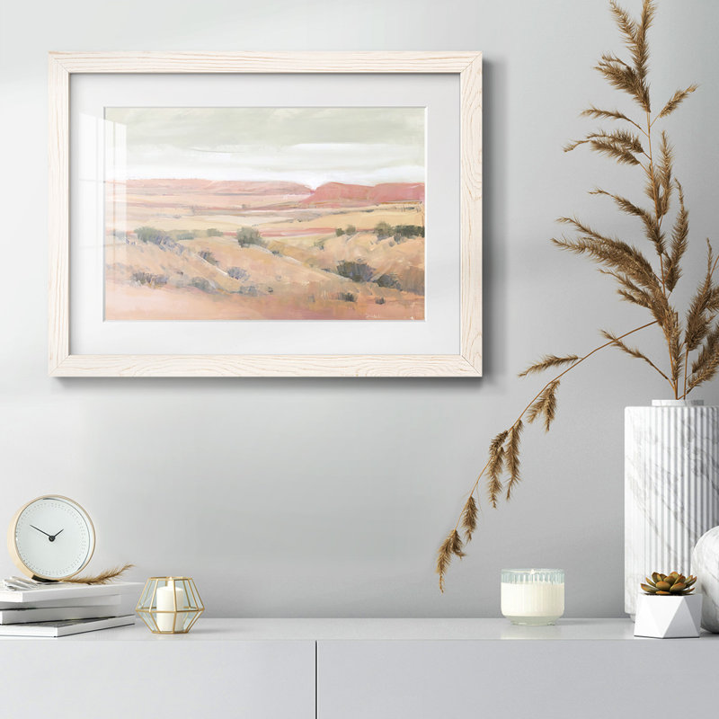 «Southwest Landscape I», reproduction encadrée rustique avec tableau mat, H 18 po x l 26 po x P 1,5 po, Blanc
