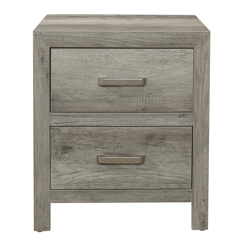 Table de chevet transitionnelle en simili bois plaqué, Gris