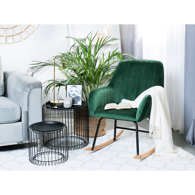 Ines Upholstered Rocking Chair, Green