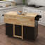 Îlot de cuisine avec porte-épices, porte-serviettes et table extensible en bois massif