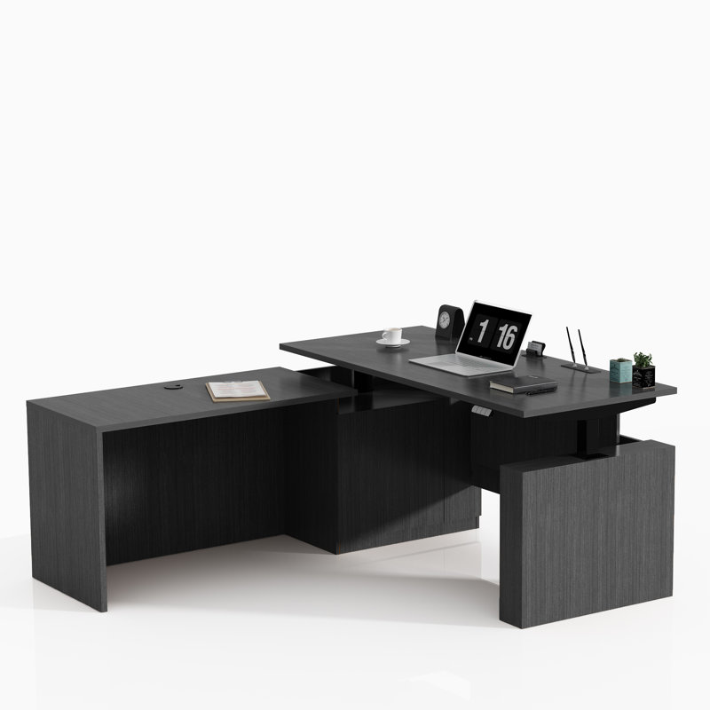 Adjustable L-Shaped Executive Desk, Gray