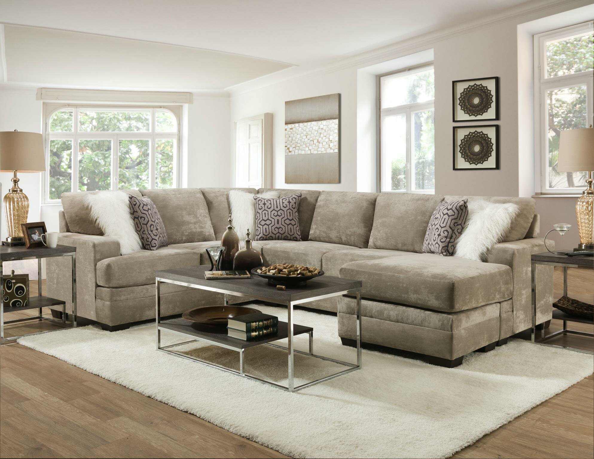 Left hand facing sectional with outlet chaise