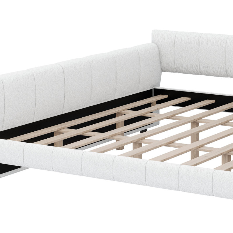 Structure de lit contemporaine à finition douce avec ports USB intégrés, Blanc