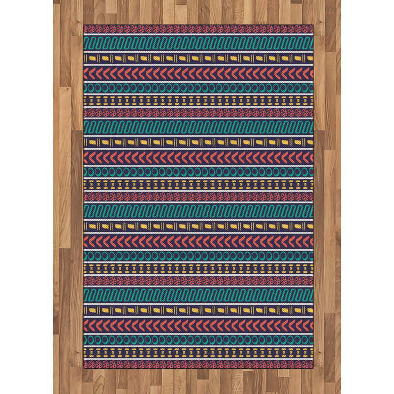 Ethnic High Density Long Fiber Poly Threads Decorative Area Rug Carpet, Rectangle 4' x 5'8"