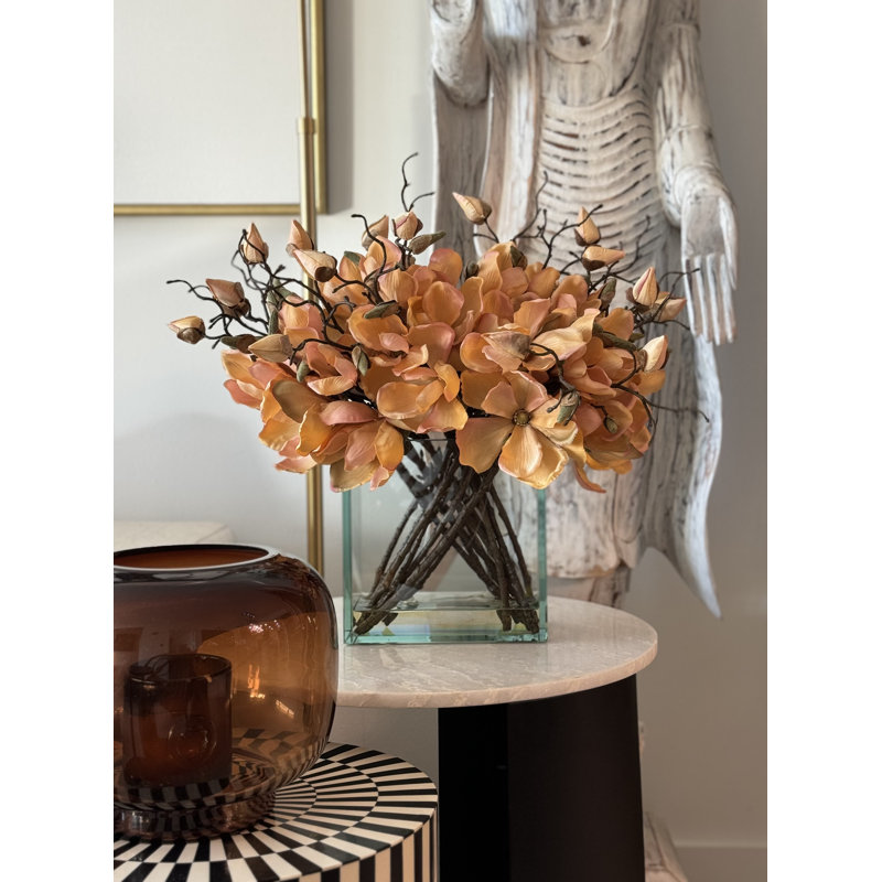 Magnolia Arrangement in Vase, Orange