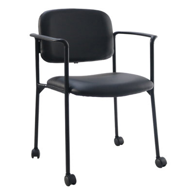 Stackable Faux Leather Seat Reception Chair with Metal Frame