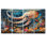 Calmar abstrait dans des collages colorés corail III - - décoration murale calmar - - art mural moderne Mo