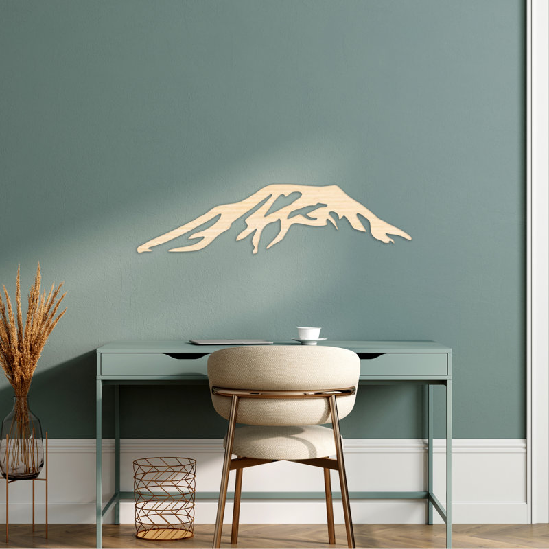 Décoration murale montagne abstraite - bouleau baltique naturel, H 8 po x l 32 po x P 0,25 po