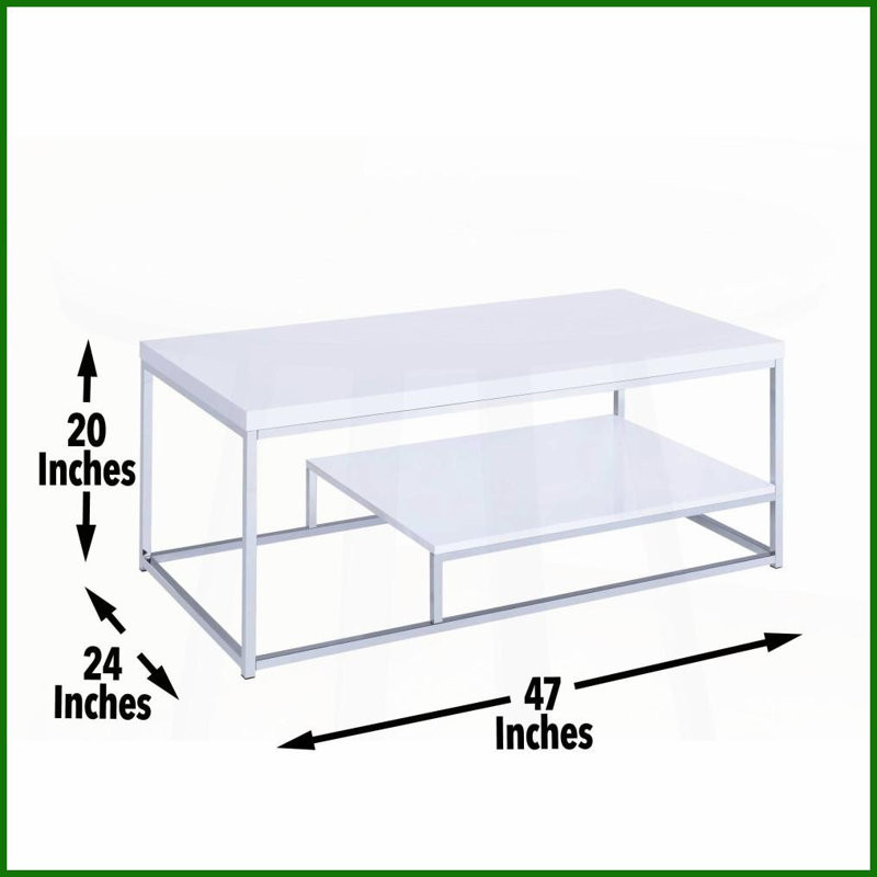 Table basse blanche avec rangement inférieur - plateau Silvershield durable & amp; Cadre robuste en chrome