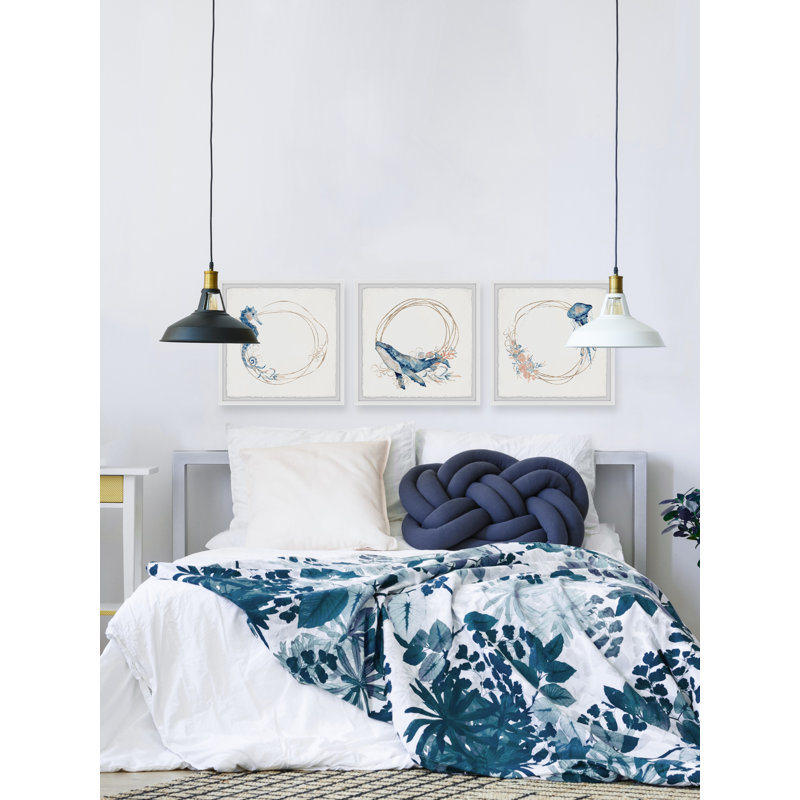 Triptyque de créatures de la mer profonde, H 32 po x l 32 po x P 1,5 po