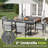 Maurice 7-Piece Hand-Woven Rope Patio Dining Set With Gray Cushions And Umbrella Hole