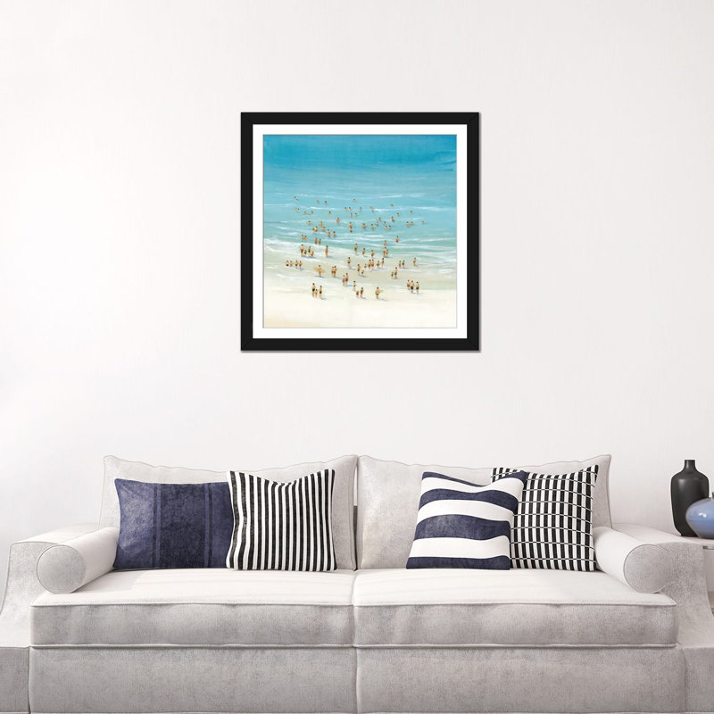 « ocean nage ii », impression sur toile, Papier d'art encadré noir, Blanc, H 24 po x l 24 po x P 1 po