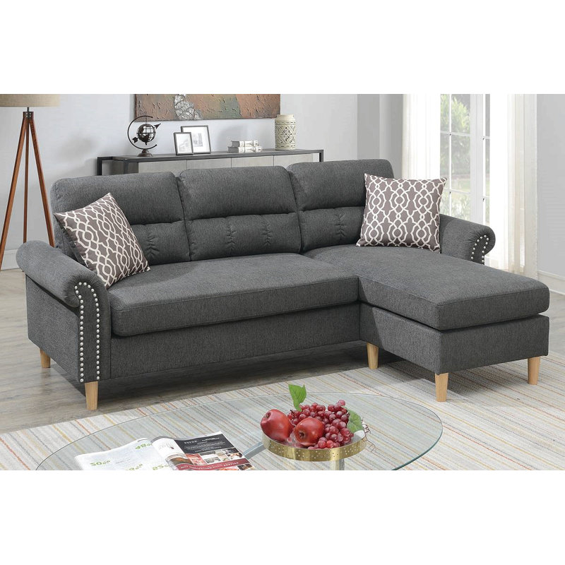 Ensemble de canapé modulaire réversible Polyfiber, Tissu - mélange de gris