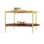 Table basse ronde moderne à double couche avec plateau en verre trempé et tablette en bois Modern Gold - diamètre de 32,3 pouces