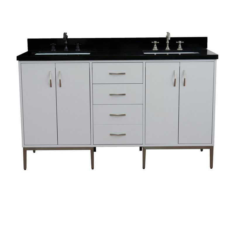 Ensemble de meuble-lavabo double 61 po Aashma, Noir