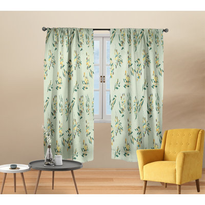 Paire de rideaux semi-transparents avec passe-tringle Floral