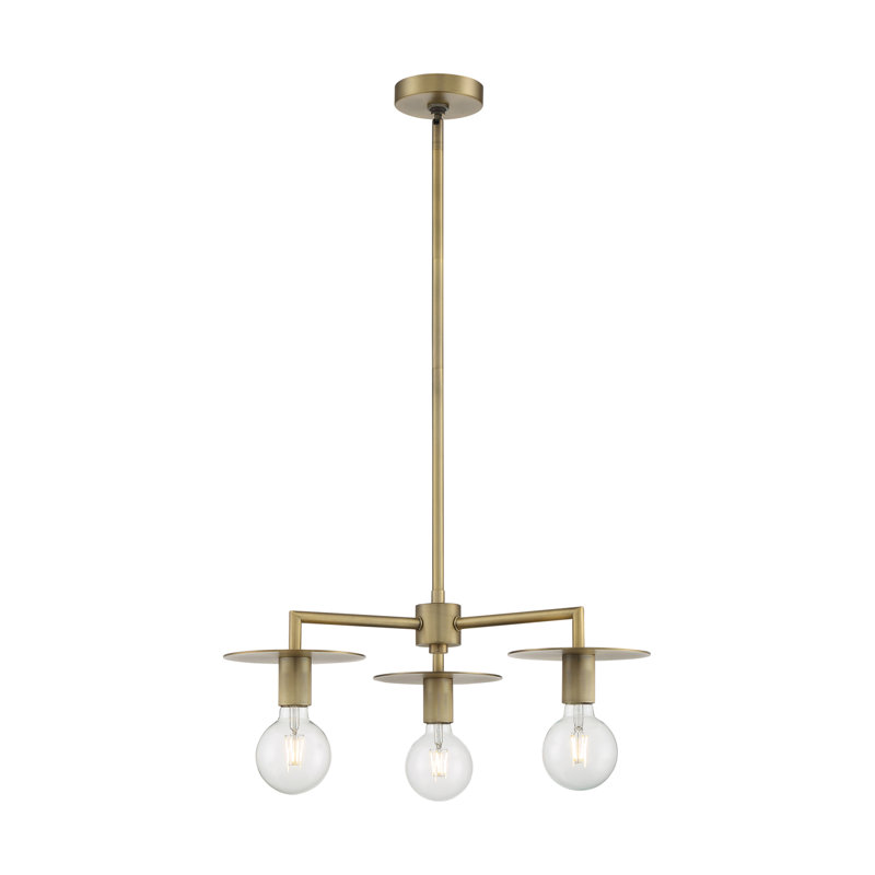 Lustre sphérique spoutnik à 3 lumières Sawvel, Laiton rétro