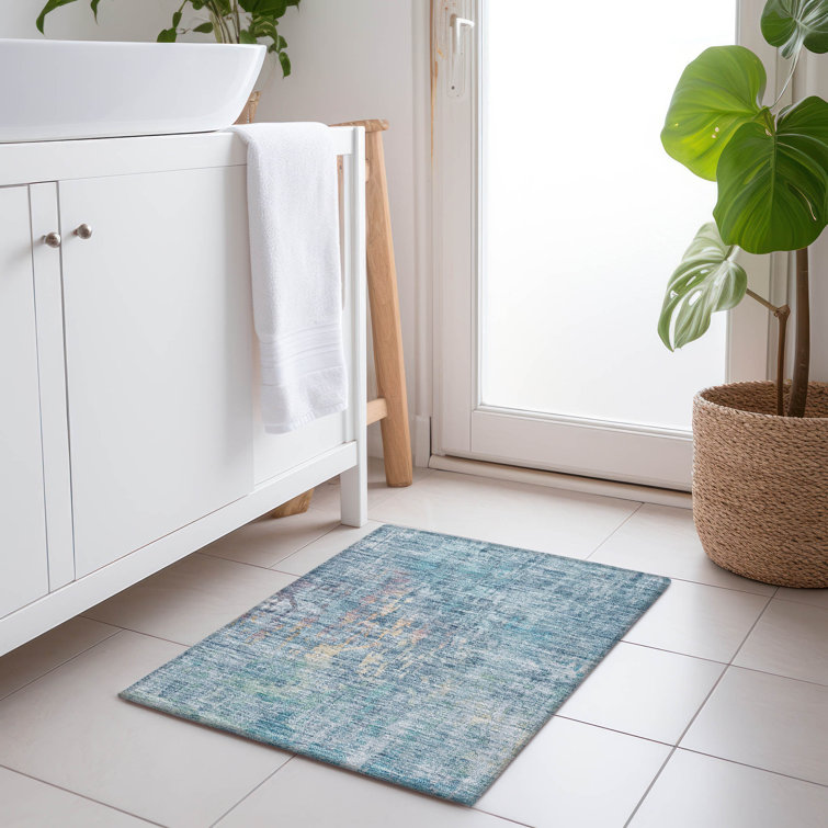 Machine Washable Indoor/Outdoor Claudian ACN1237 Blue Rug