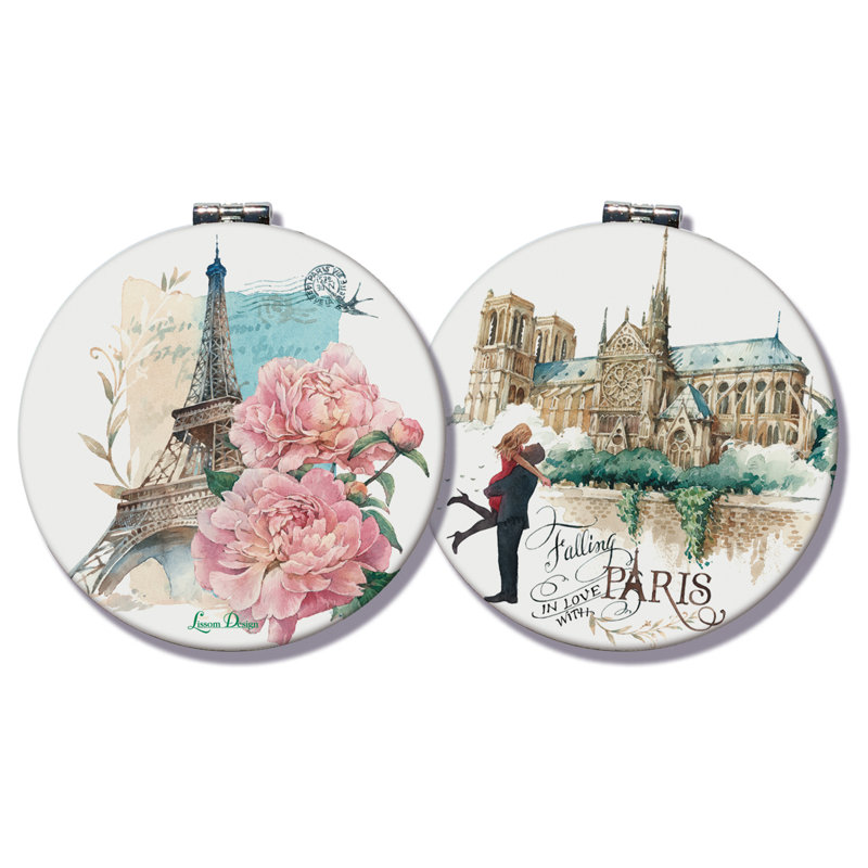 Boîte à miroir ronde "From Paris with Love" Comact