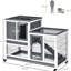 Cage pour animaux en bois massif avec roulettes et couche inférieure amovible pour petits animaux gris