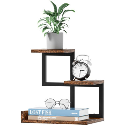 Étagère de bureau en bois - Petite bibliothèque autoportante avec huche de fournitures de bureau, étagère de rangement à 3 niveaux, décor de bureau avec étagères en métal