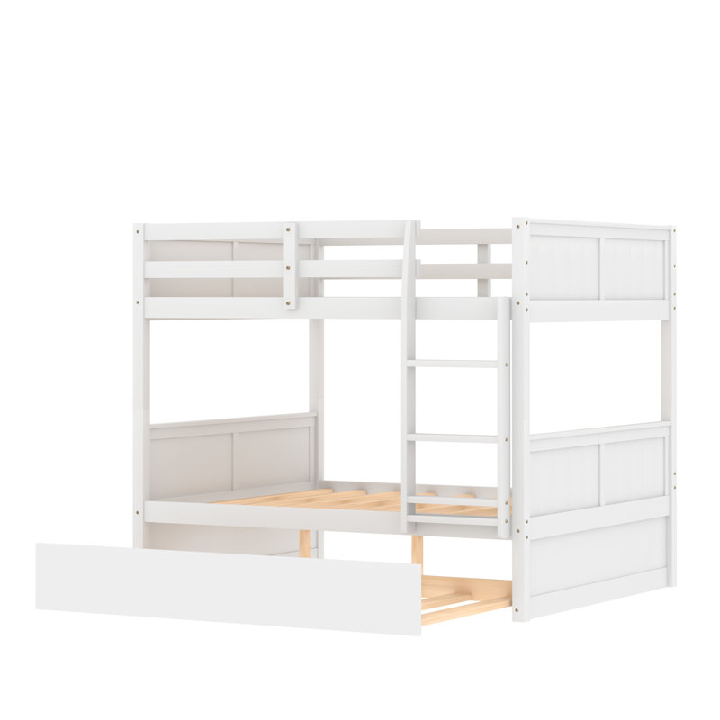 Gusella Kids Full Over Full Bunk Bed with Trundle, White