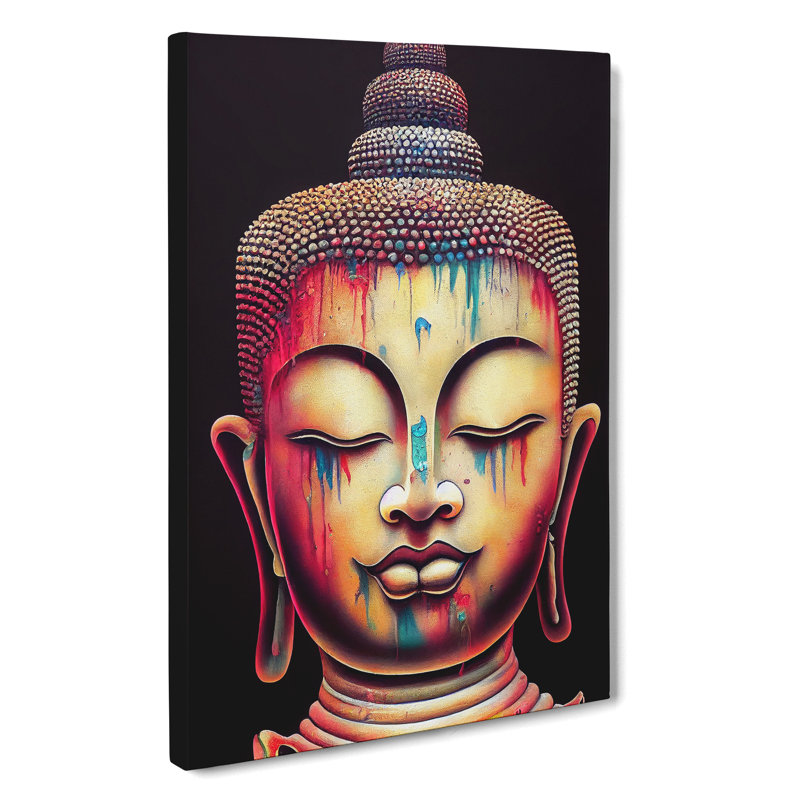 Paint Drip Buddha No.2 - Wrapped Canvas, 50cm H x 35cm W x 3cm D