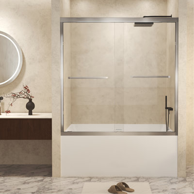 Bathroom Sliding Shower Door With Stainless Steel Handle