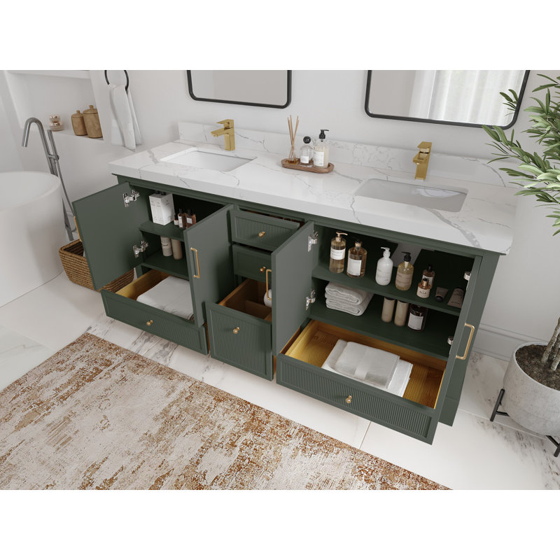 Alys 72'' Free Standing Double Bathroom Vanity with Quartz Top
