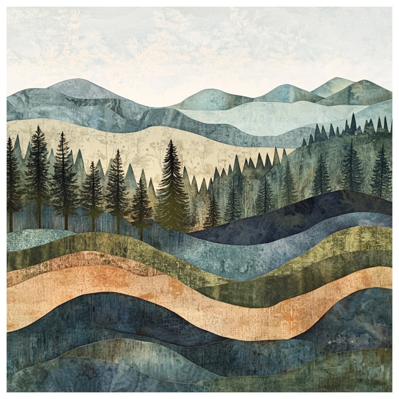 Layered Mountain Landscape Double Sided Throw Pillows, 20 po x 20 po