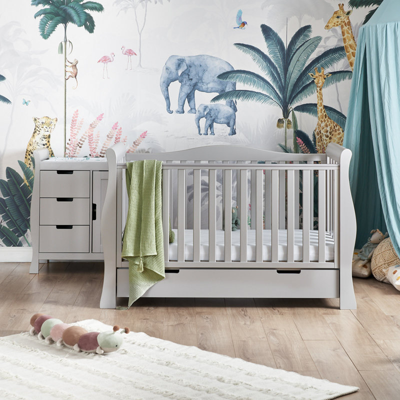 Stamford Luxe Cot Bed 2-Piece Nursery Furniture Set, Warm Grey