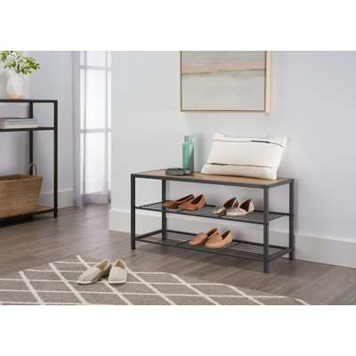 Upholstered Bench with Shoe Storage