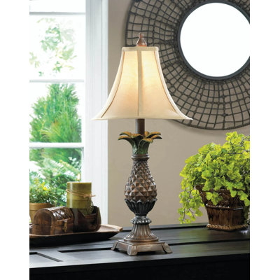 Lampe de table ananas | Lampe de bureau dorée tropicale chic