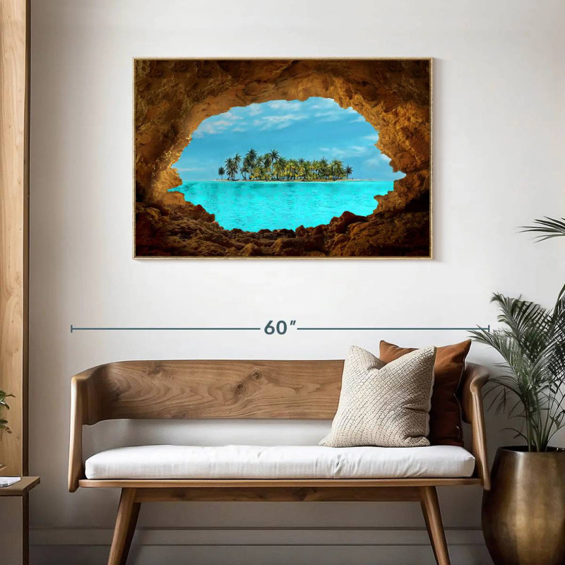 Île secrète, Cadre flottant en bois naturel, 43 po x 29 po