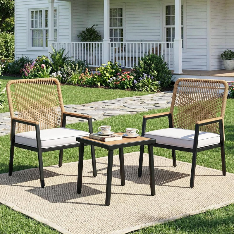 Outdoor Lounge Chair, Black/Brown, Beige