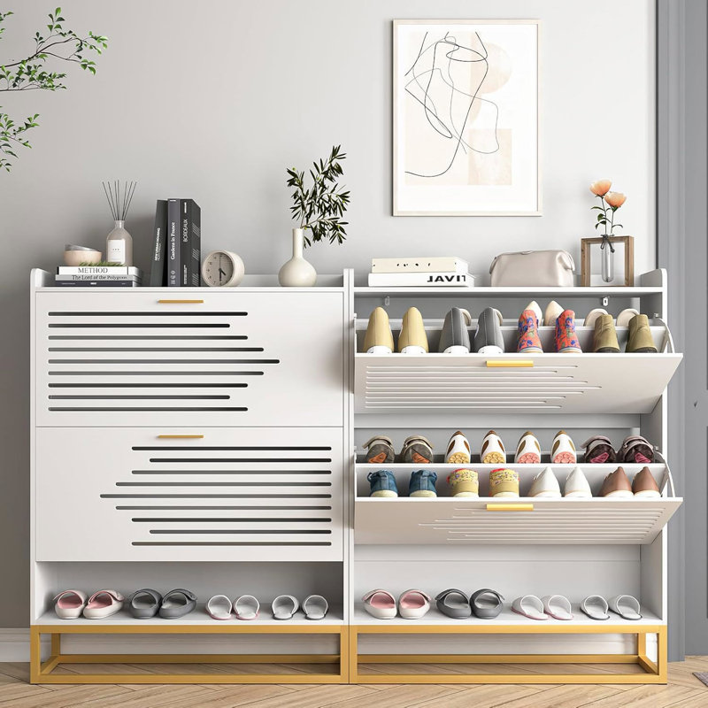 20 Pair Flip Down Shoe Storage, White